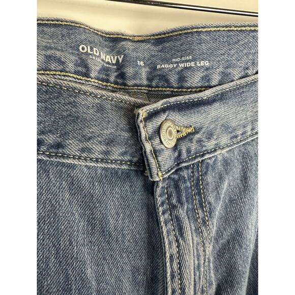 NWT Old Navy Mid-Rise Baggy Wide-Leg Cargo Jeans Blue Denim Women's Plus Size 16 - Picture 5 of 11